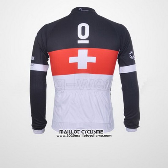 2011 Maillot Ciclismo Trek Leqpard Champion Suisse Rouge et Blanc Manches Longues et Cuissard